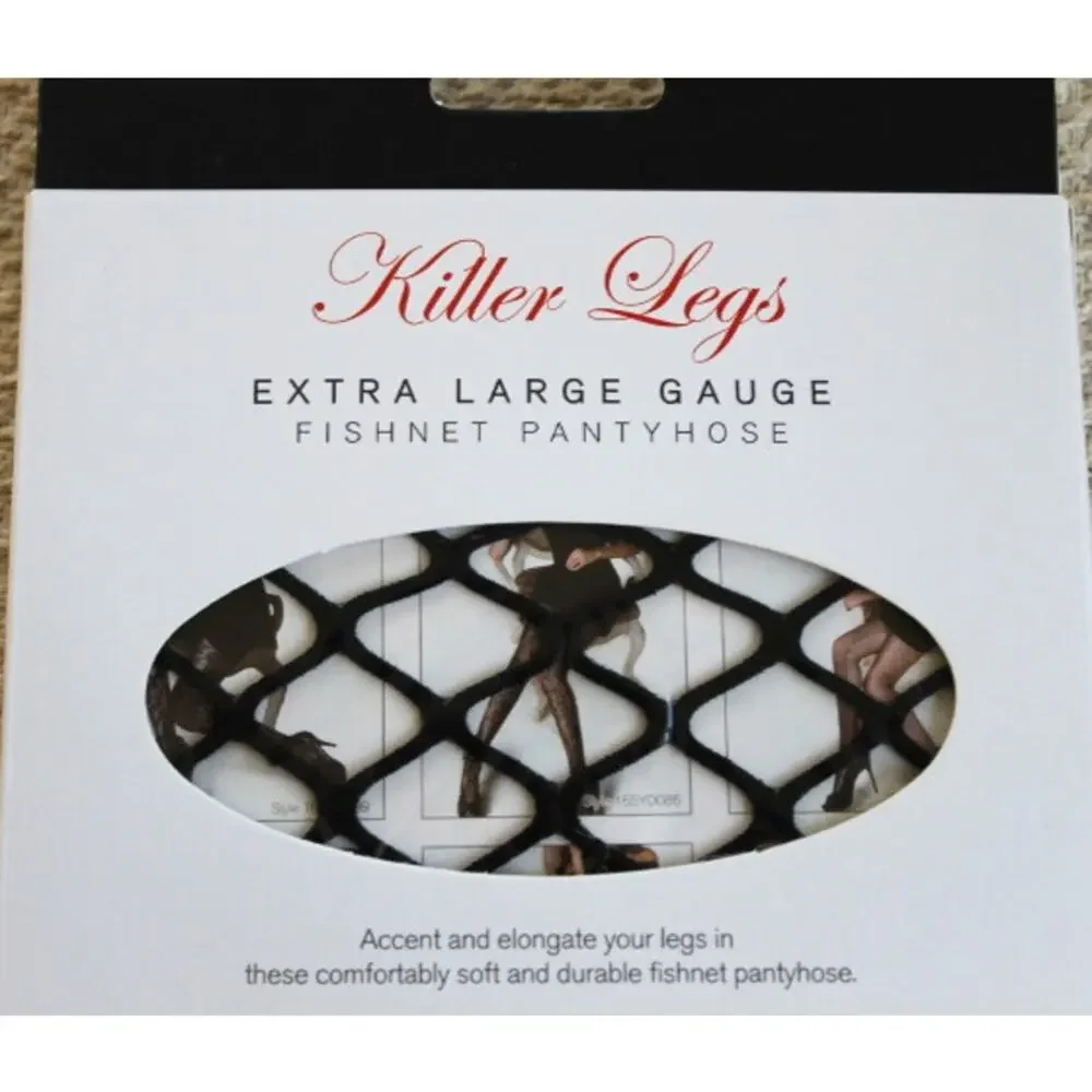 Killer Legs Extra L Gauge Fishnet Pantyhose One Size Black Goth Goblin Devilcore